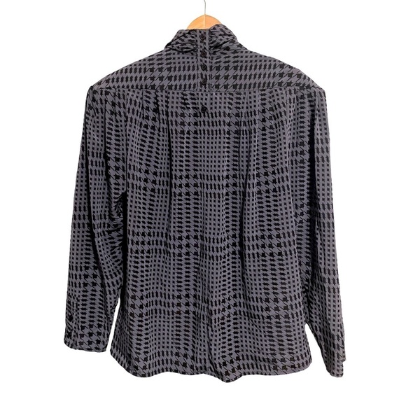 Regina Porter Vintage Women’s Pleated Front High Neck Houndstooth Blouse Size 6 - Picture 3 of 5